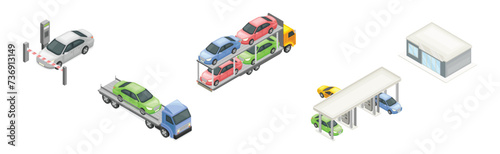 Auto Service and Car Diagnostic Isometric Vector Set
