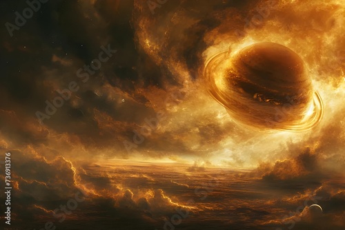 Detailed stock photo of Jupiter's Great Red Spot, a massive storm, with swirling clouds and moons visible, highlighting the beauty of our solar system.
