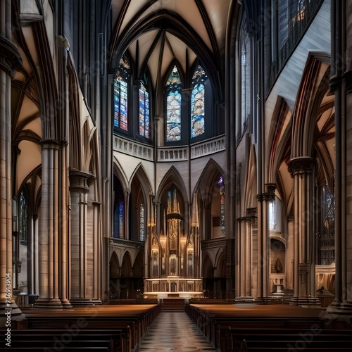 Gothic cathedral, Majestic cathedral with towering spires and intricate stained glass windows5
