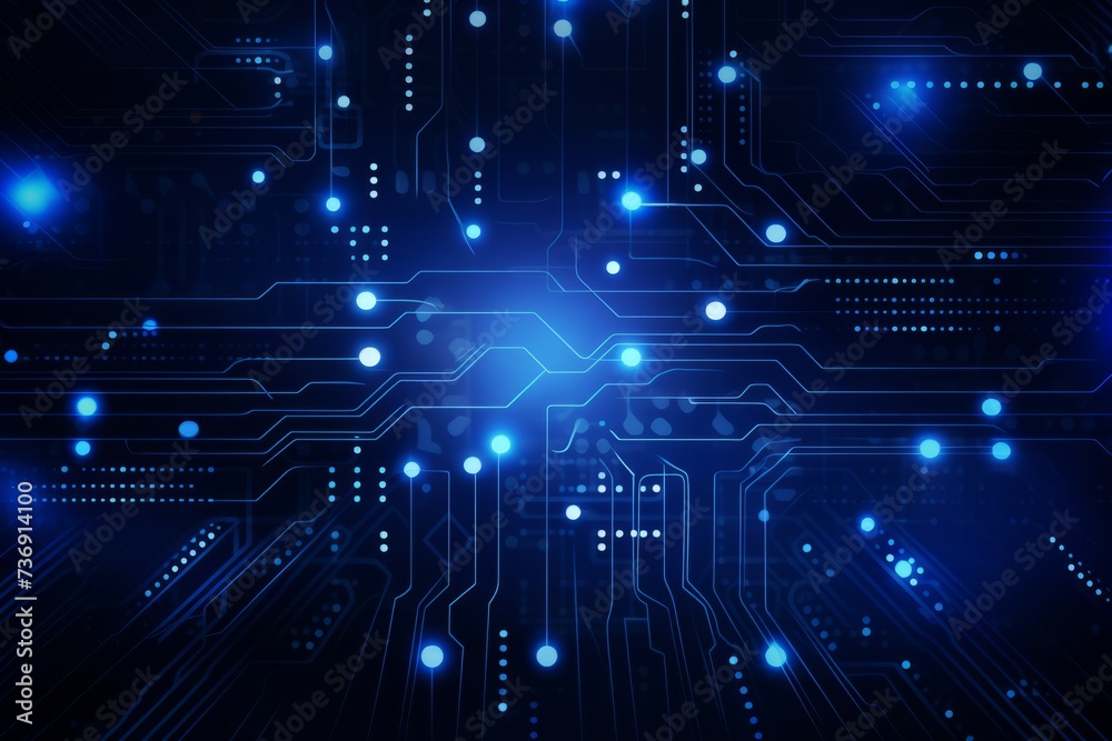 Futuristic Technology-Inspired Backdrop with Abstract Dark Blue Elements and Illuminated Dots Resembling Circuitry, Generative AI Futuristic Technology-Inspired Backdrop with Abstract Dark Blue Elements and Illuminated Dots Resembling Circuitry, Generative AI
