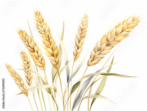 Watercolor spikelets of rye product illustration. Painted isolated natural organic fresh eco food. Isolated on white background.