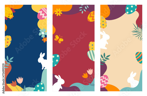 Happy easter greeting card banner background template. Abstract easter mobile phone background.