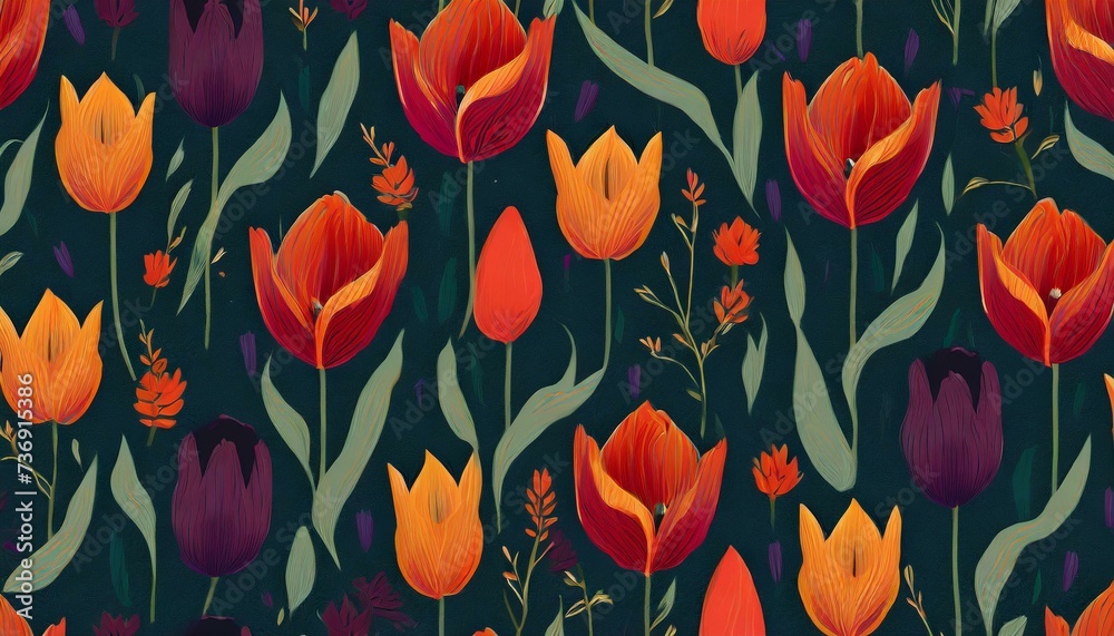 Tapeta z tulipanami - obrazy, fototapety, plakaty 