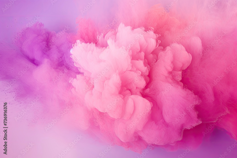 Pink colorfull background of smoke, holy powder. mixed rainbow powder. concept of make-up, decorative cosmetics