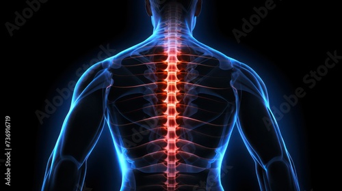 Lower back pain human silhouette isolated on a black background