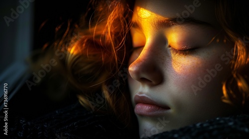 Sleeping Woman with Light on Face