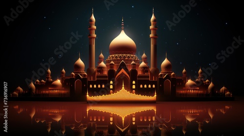 Islamic background 3d Islamic Ramadan Celebration Abstract Navy amp Bronze Artwork Bryce 3D Drama