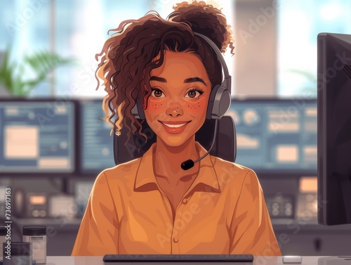 Customer Service Rep Talking AI Illustration