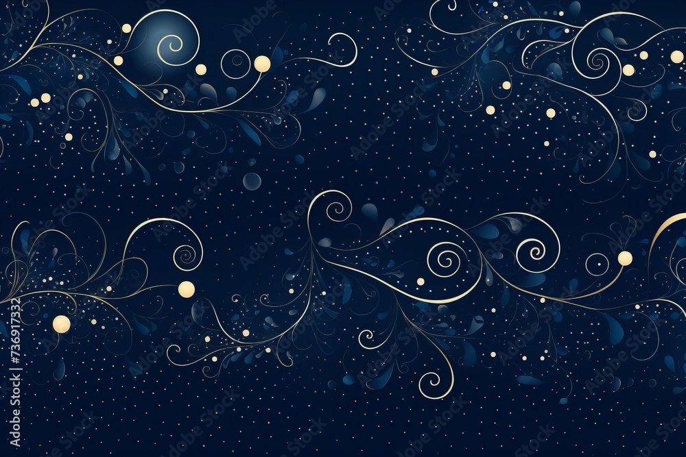 Mystical and Enchanting Pattern of Abstract Dark Blue Swirls Embellished with Intricate Dots, Generative AI Mystical and Enchanting Pattern of Abstract Dark Blue Swirls Embellished with Intricate Dots, Generative AI