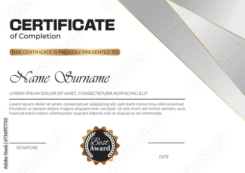 Modern style certificate design template 