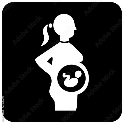 Pregnancy or Maternity icon black and white flat vector illustration