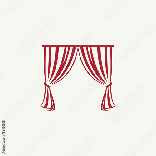 red curtain logo design vector template