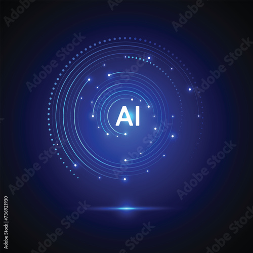 Artificial intelligence circuit line style. Machine learning design. Smart network digital technology. AI. Vector illustration