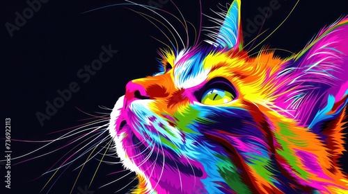 a close up of a multicolored cat's face with its eyes closed and one eye partially closed. © Anna