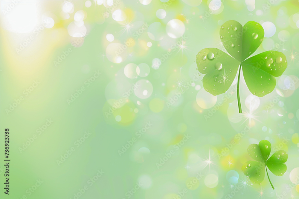 green background with highlights and clover leaf green background with highlights and clover leaf
