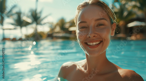 young adult woman on tropic...