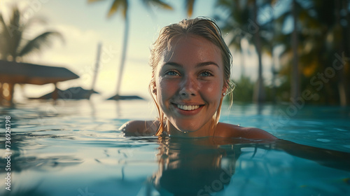 young adult woman on tropic...