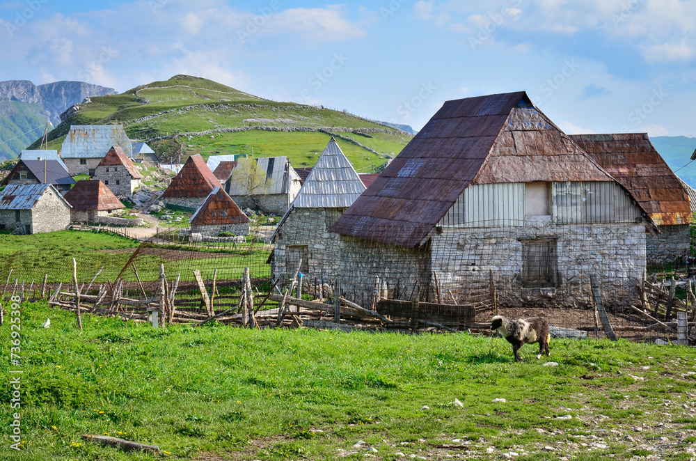 Mountain village Lukomir in Bosnia and Herzegovina. Unique and traditional village. Unique village in Europe. Medieval traditional way of living. Rural tourism and holidays.
