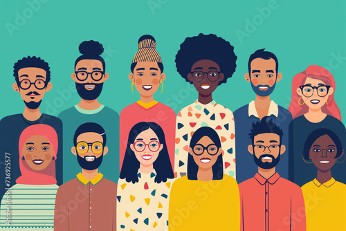 Multi cultural and multi ethnical people standing together isolated in copy space flat background, young people are standing next to each other, Global people diversity concept art, People matters