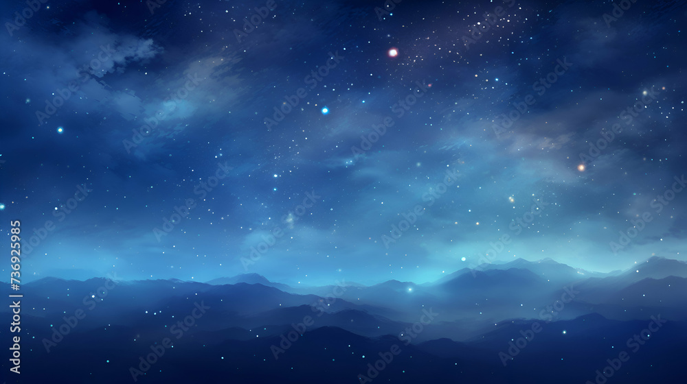 Night sky with clouds and stars.  illustration.