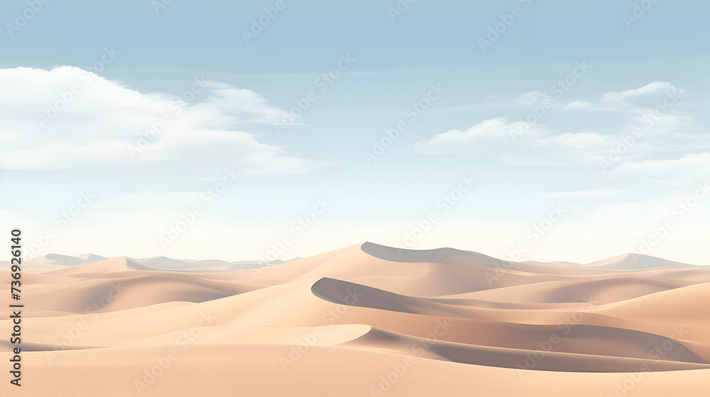 Desert sand dunes. 3d render illustration of desert landscape