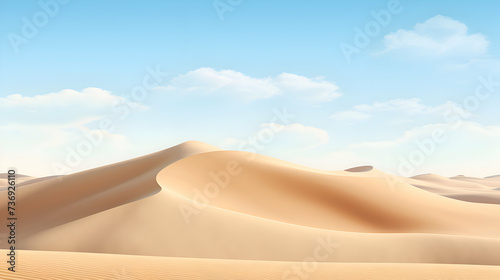 Desert sand dunes with blue sky background. 3d render