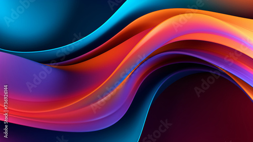 3D neon abstract colorful wavy symmetry background.
