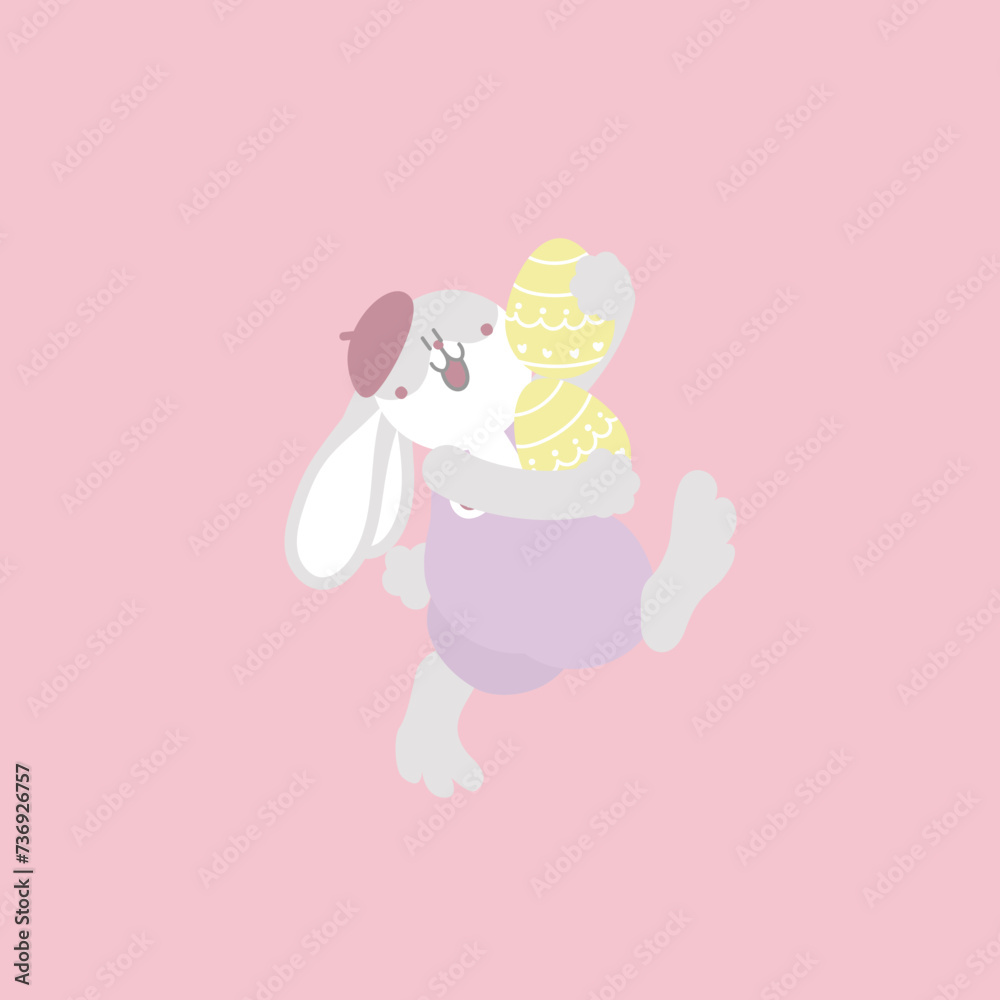 happy easter festival with animal pet bunny rabbit and egg, pastel color, flat vector illustration cartoon character happy easter festival with animal pet bunny rabbit and egg, pastel color, flat vector illustration cartoon character