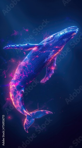 Majestic Blue Whale Floating in the Ocean