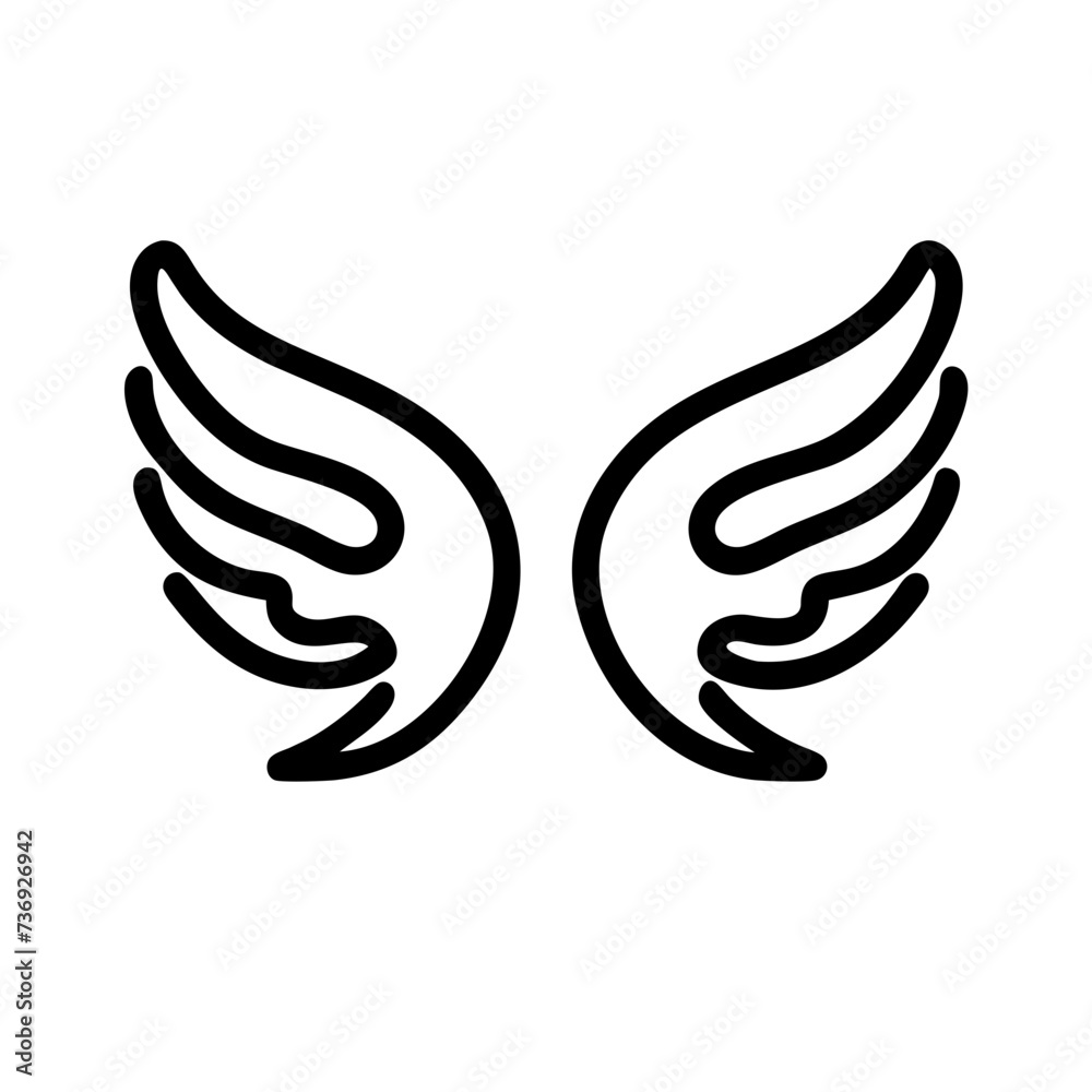 Fototapeta premium Wings Icon, symbolizing freedom, flight, and aspiration. wings icon, feathers icons, feather wings icon
