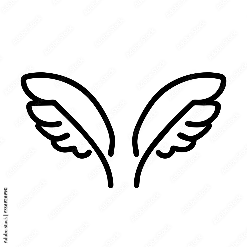 Fototapeta premium Wings Icon, symbolizing freedom, flight, and aspiration. wings icon, feathers icons, feather wings icon