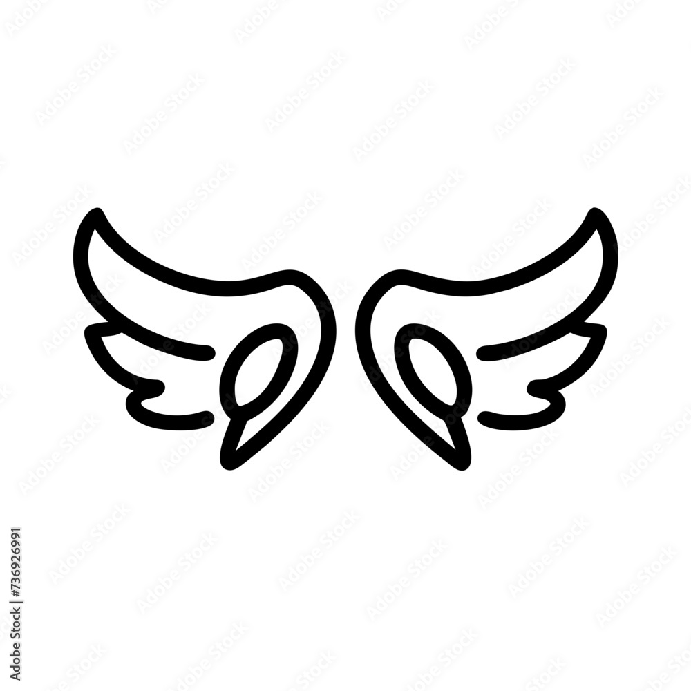 Fototapeta premium Wings Icon, symbolizing freedom, flight, and aspiration. wings icon, feathers icons, feather wings icon