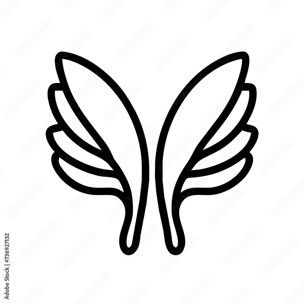 Wings Icon, symbolizing freedom, flight, and aspiration. wings icon, feathers icons, feather wings icon