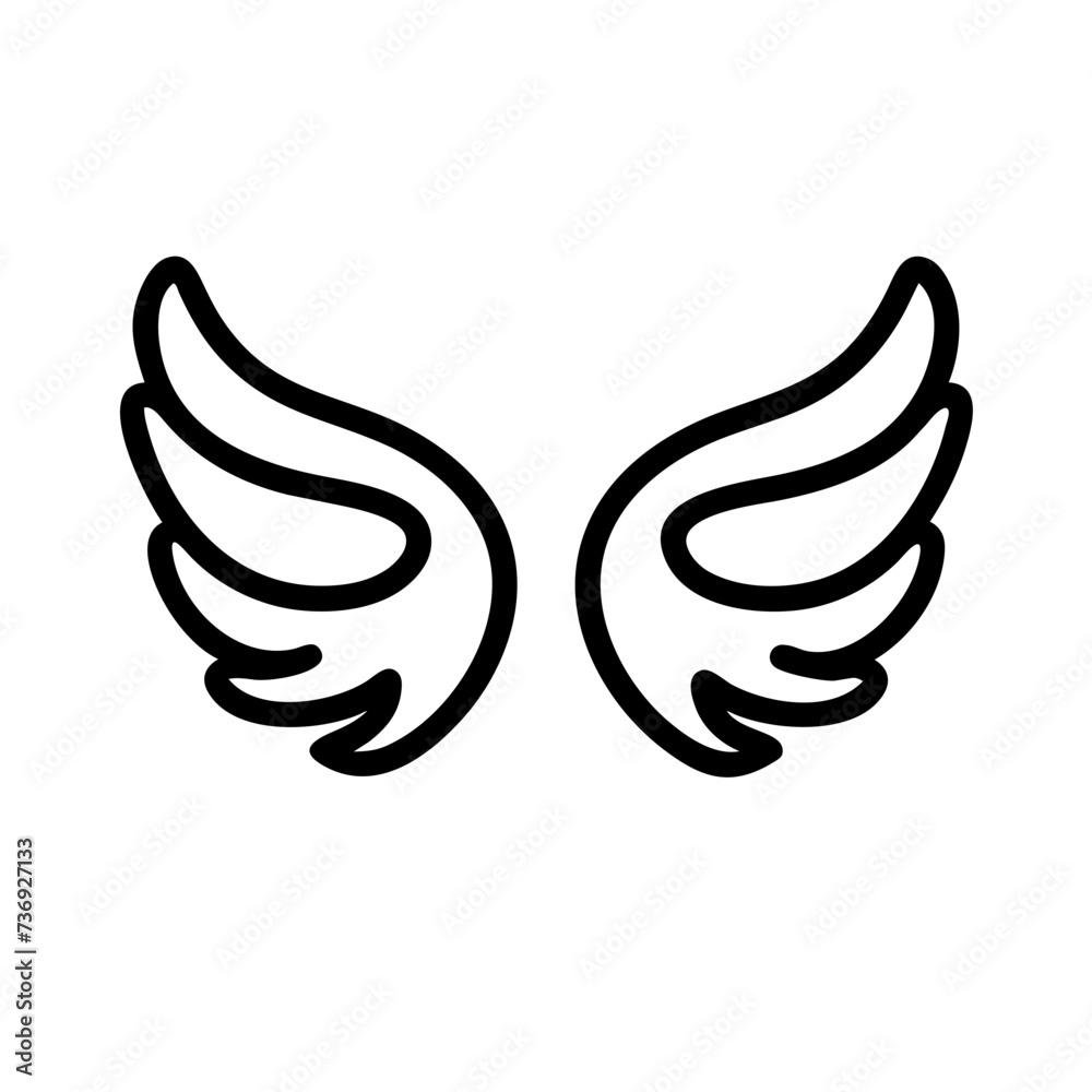 Wings Icon, symbolizing freedom, flight, and aspiration. wings icon, feathers icons, feather wings icon Wings Icon, symbolizing freedom, flight, and aspiration. wings icon, feathers icons, feather wings icon