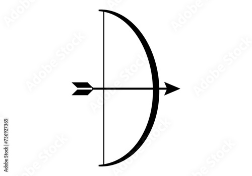 Icono negro de arco y flecha. 
