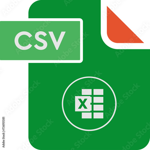 CSV File format icon rounded shapes and spacing