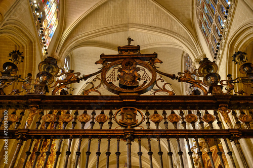 Medieval architectural features in The Primatial Cathedral of Saint Mary of Toledo, Spain photo