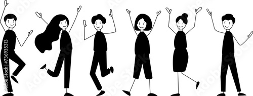 people rejoicing, dancing simple figures vector