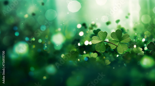 Clover leaves with bokeh effect. St. Patrick's Day background