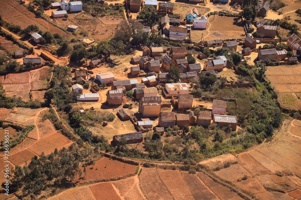 aerial photography of small villages in Madagascar