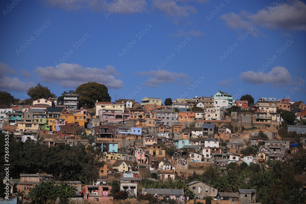 colorful houses on a hill in Madagascar