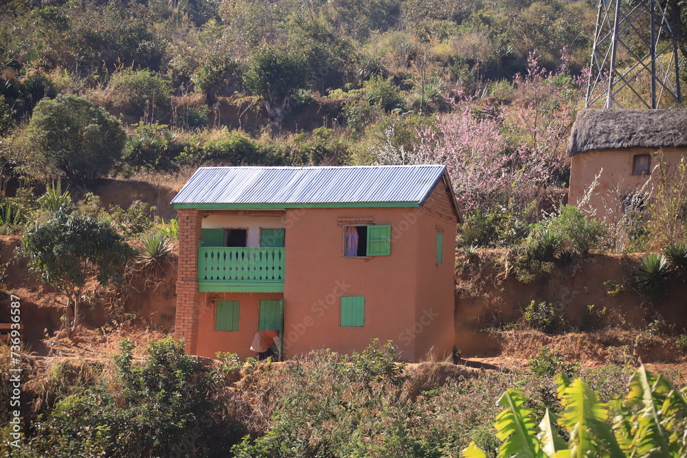 red brick wall farmhouse in rural Madagascar