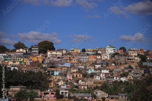 colorful houses on a hill in Madagascar