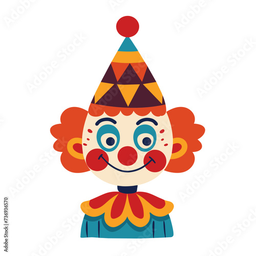 Circus clown, happy character for child entertainment and show. Funny clown on holiday. Vector cartoon ai isolated illustration