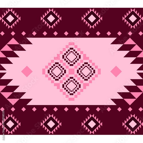 Embroidered cross-stitch ethnic fabric Geometric ornament ethnic pattern design. Use for fabric  textile  interior decoration elements  upholstery  and wrapping.