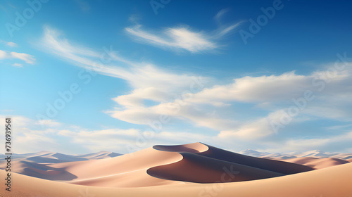 Sand dunes in the desert. 3D render of desert landscape