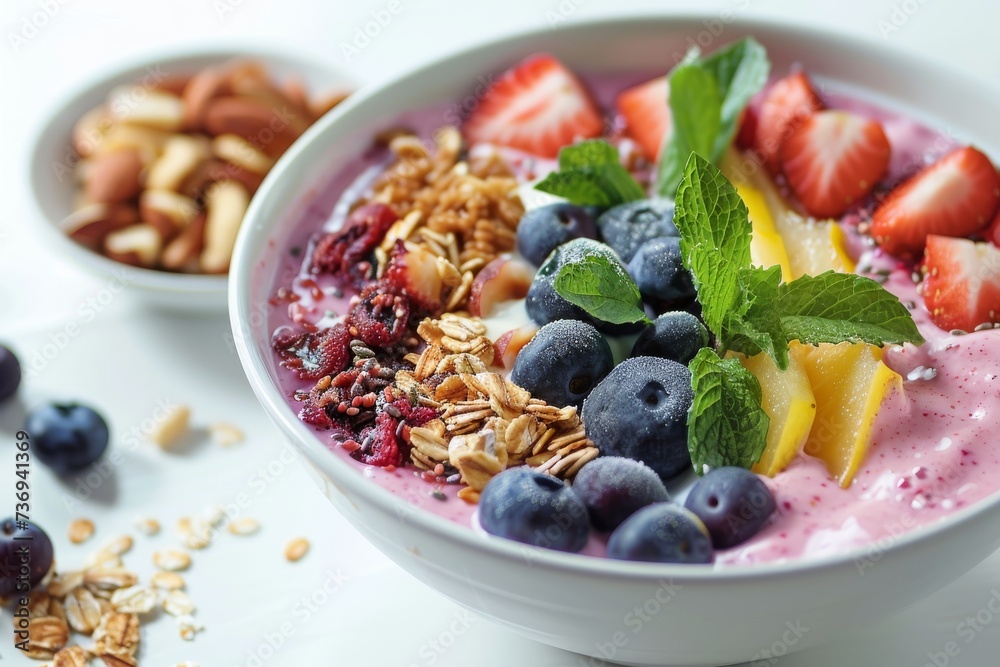 healthy breakfast bowl with muesli and berries