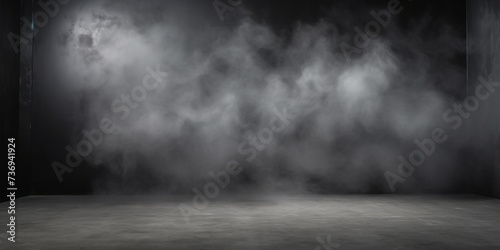 Empty studio room with cement walls and smoke float up