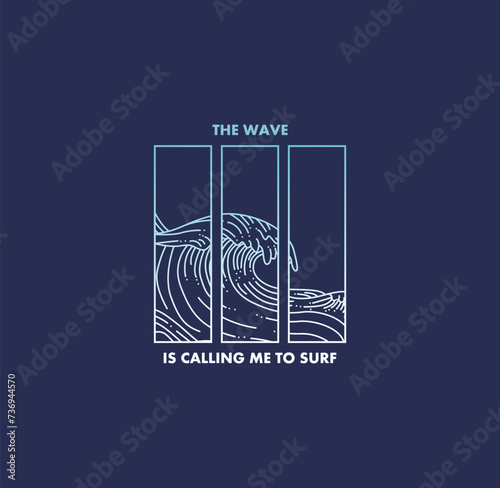 Vector illustration on the theme of surfing and surf in California. Sport typography, t-shirt graphics, print, poster, banner, flyer, postcard
