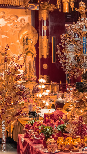 Photography monk in buddhist temple